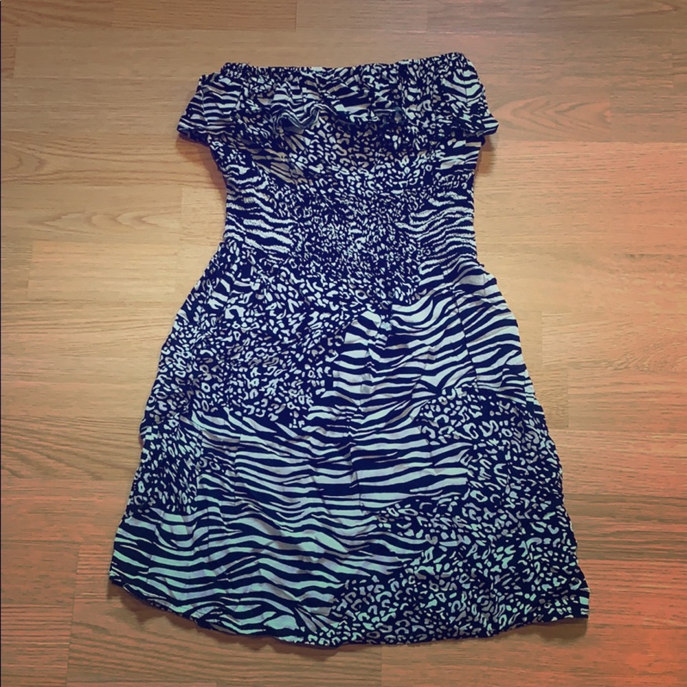 Black and White Strapless Dress